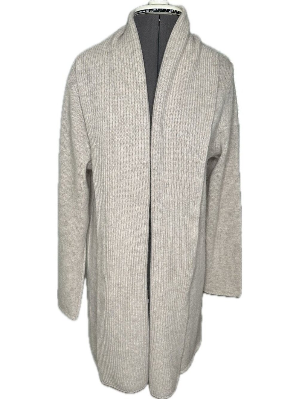 Tahari Open Front 100% 2-PlyCashmere Cardigan Oatmeal Beige sz M